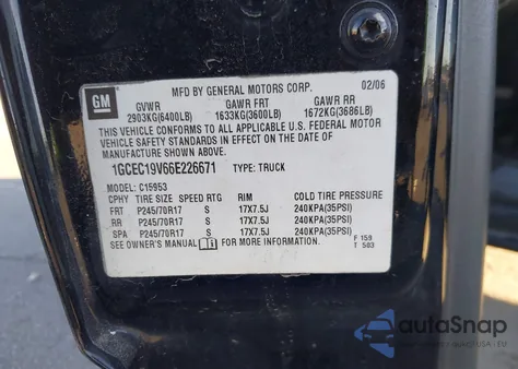 2006 Chevrolet Silverado 1500 Work Truck z USA, uszkodzony, nr VIN 1GCEC19V66E226671